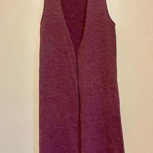 Lularoe Sz X-small XS Joy Sweater Duster Vest Cranberry Open Cardigan Burgundy